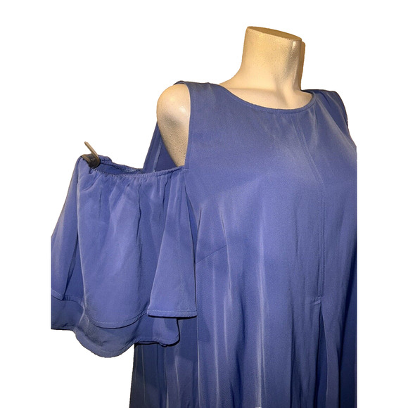 New ELOQUII Women's Size 18 Blue Cold shoulder Flutter Slv Cocktail Party Dress - Picture 3 of 6